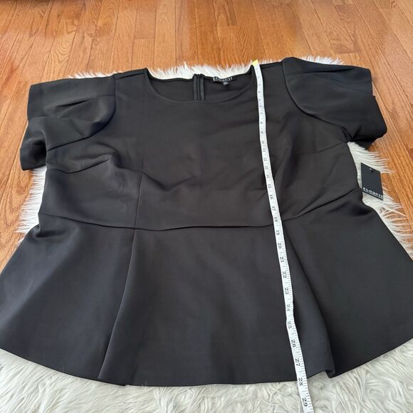 Eloquii Peplum Shirt Women’s Plus Size 22 Black Flare Sleeve Blouse Office NWT - Picture 10 of 13